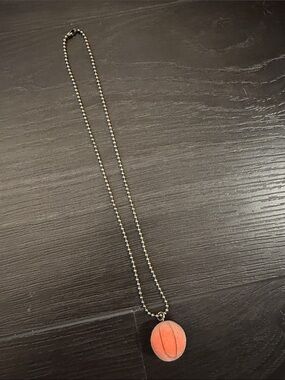 Orange Basketball Pendant Necklace